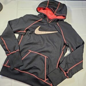 Nike Pullover Hoodie Childrens Boys Size Small Black And Red Therma Fit